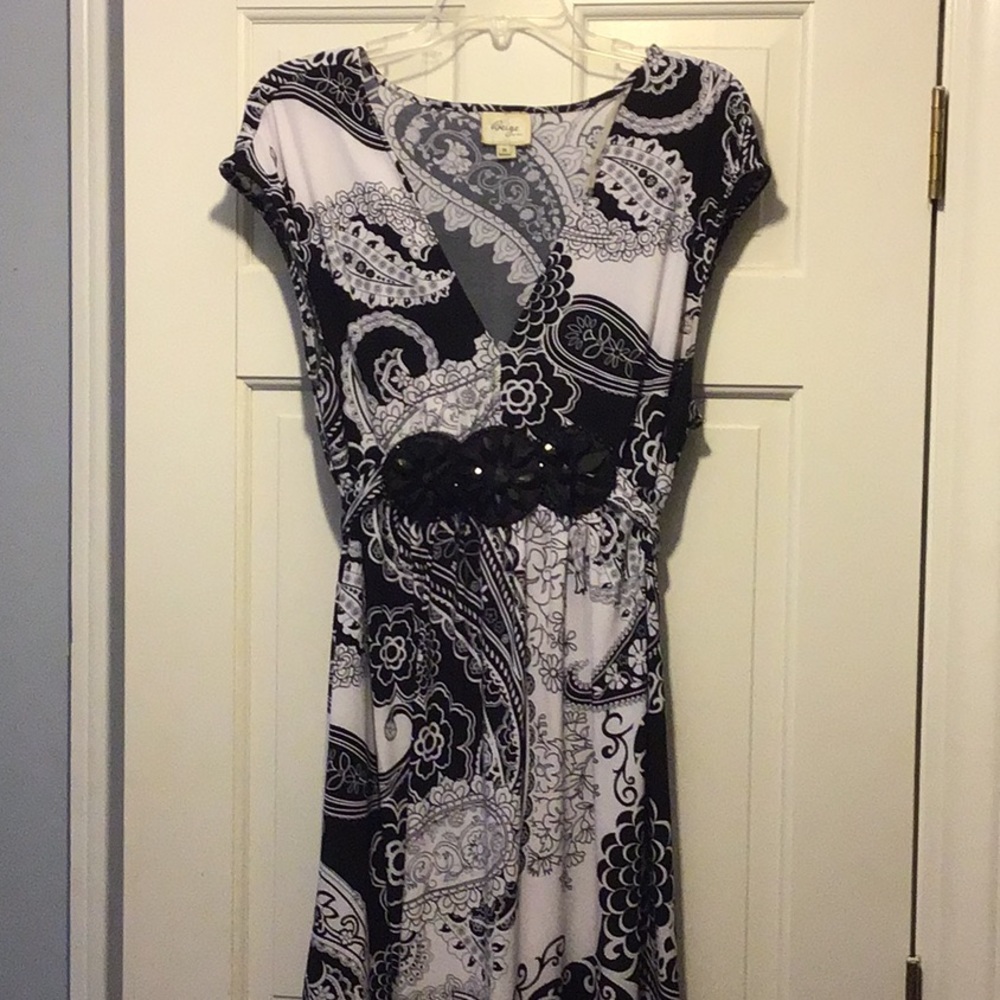 Black and white tie back dress